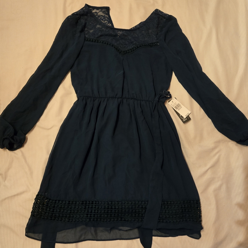 BCX Dark Teal Long Sleeve Dress